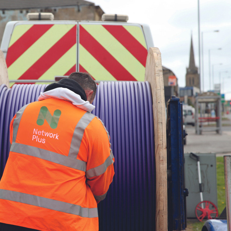 reeling off fibre optic cable for telecoms installation