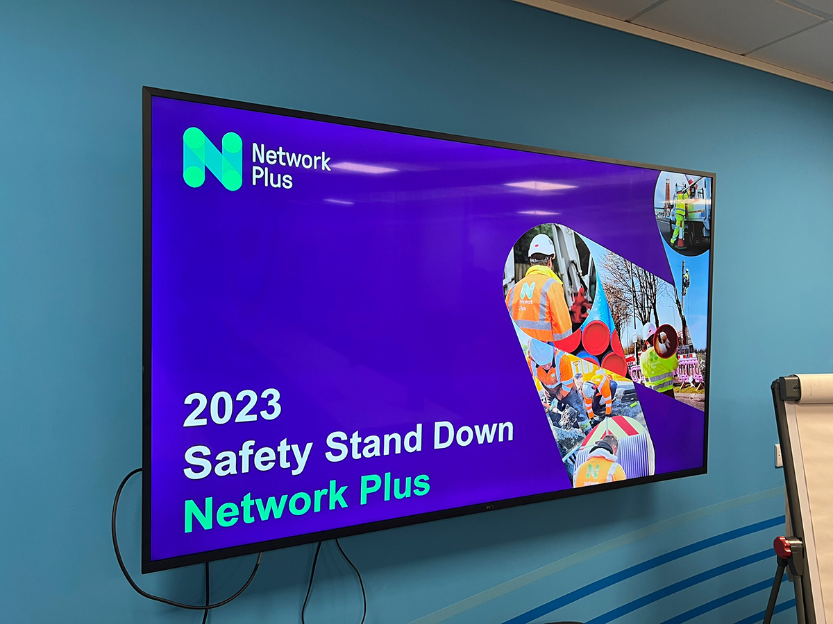 Shows screen that says 2023 Safety Stand Down Network Plus
